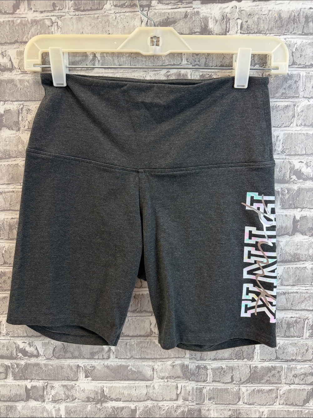 Victoria's Secret's PinkCharcoal Gray Women's Stretch Bike Shorts with Side Logo